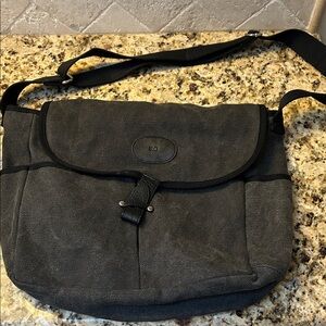 Levenger Charcoal Canvas Messenger Bag